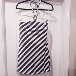 MATERNITY Striped Long Halter Style Top